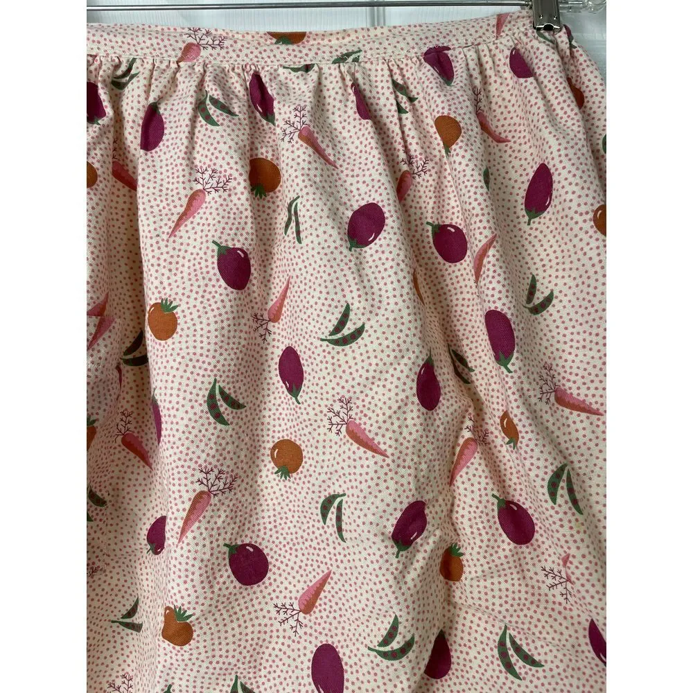 Vintage Handmade Waist Tie Apron‎ 1 Pocket Veggie Pattern